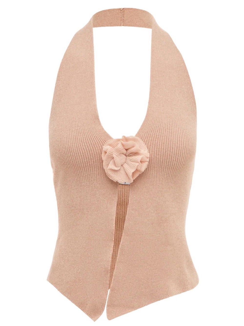 With Jean Blush Halter Knit Camisole with Floral Detail